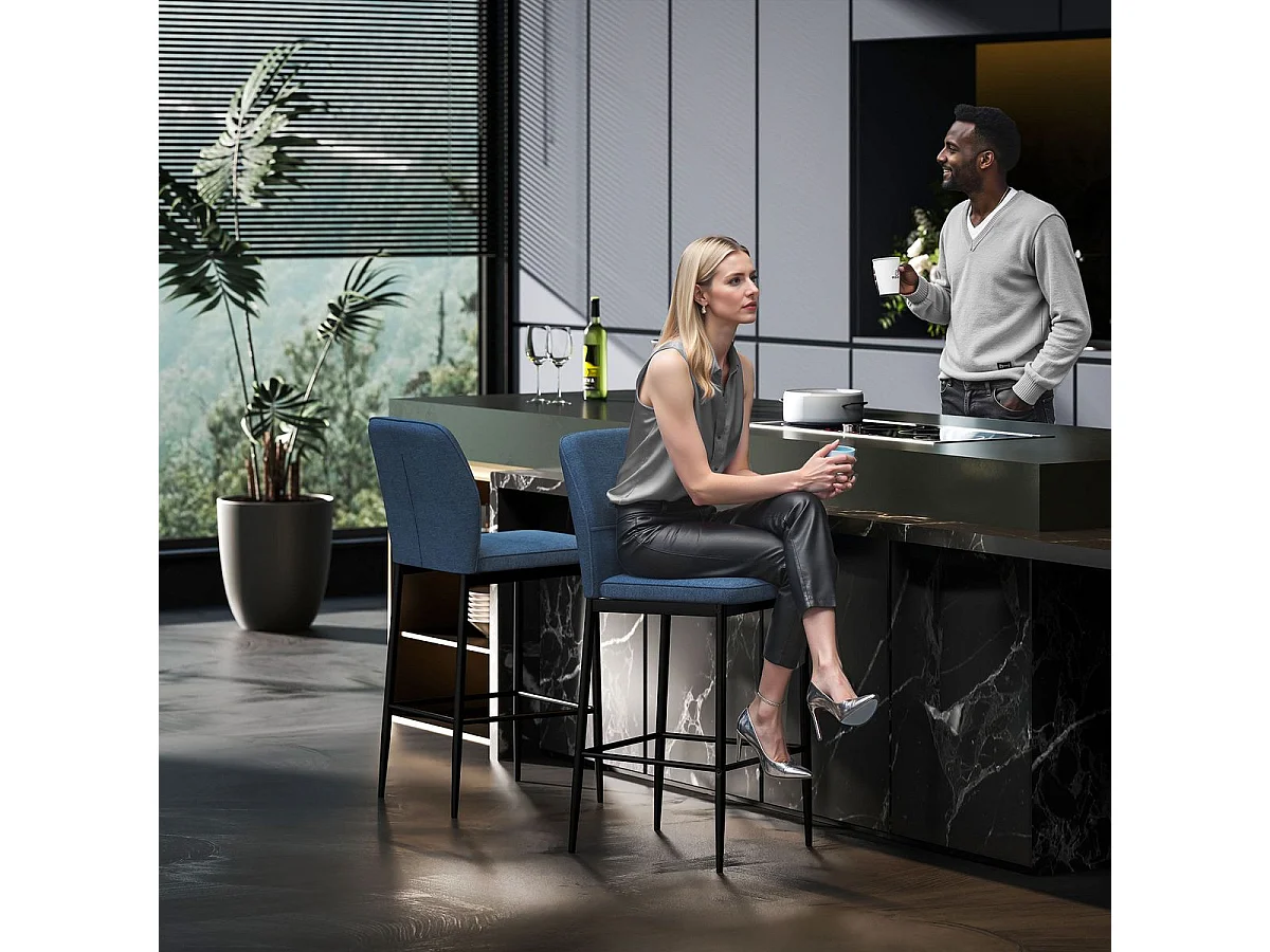 Pack de 2 taburetes Medellín Homcom asiento acolchado azul