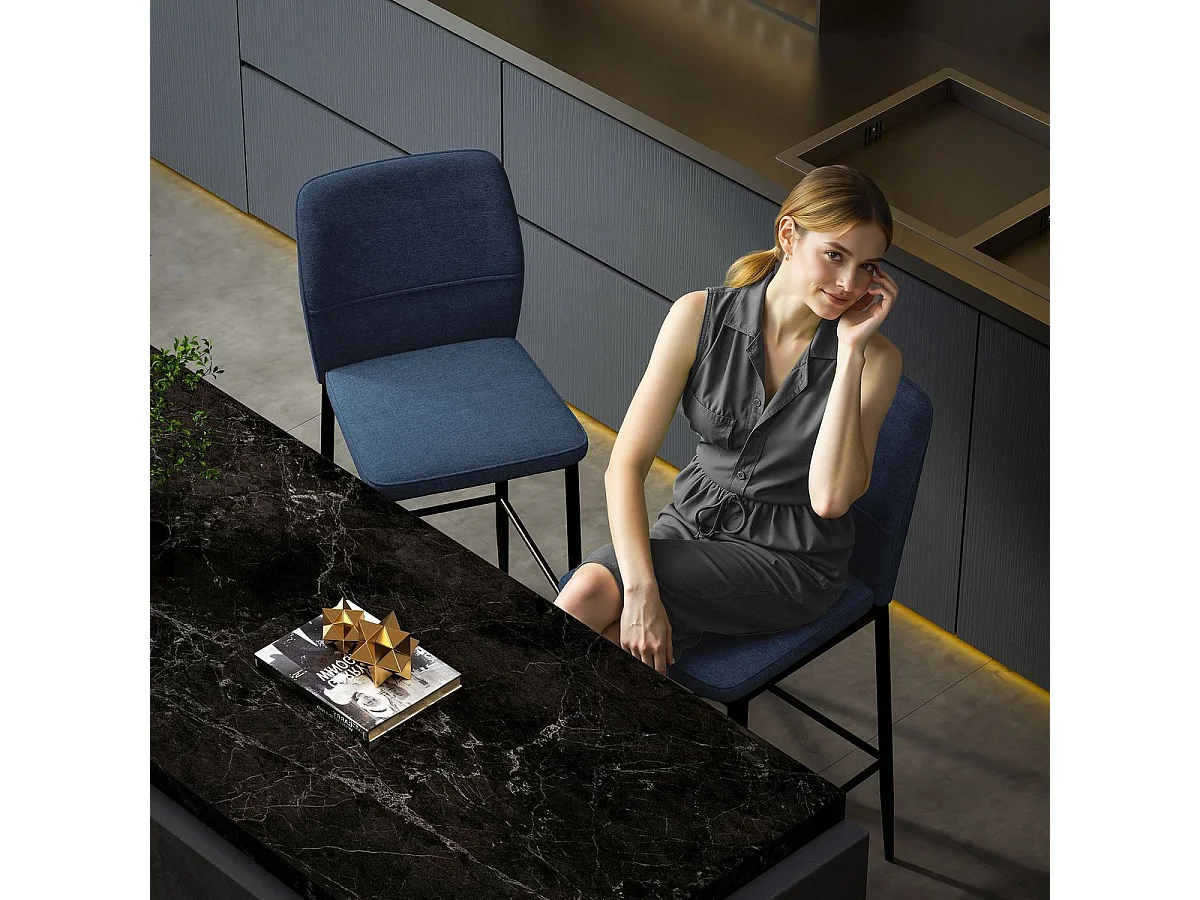 Pack de 2 taburetes Medellín Homcom asiento acolchado azul