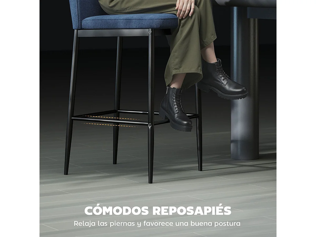 Pack de 2 taburetes Medellín Homcom asiento acolchado azul