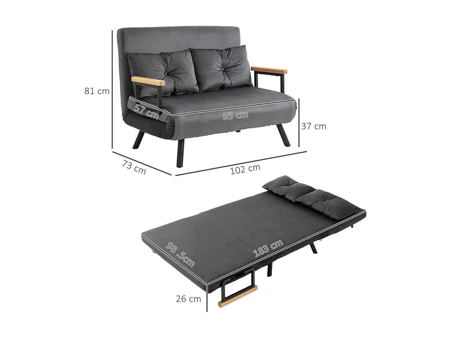 Sofá Cama Luna Cinza 3 em 1 - Conforto e Estilo para Seu Espaço