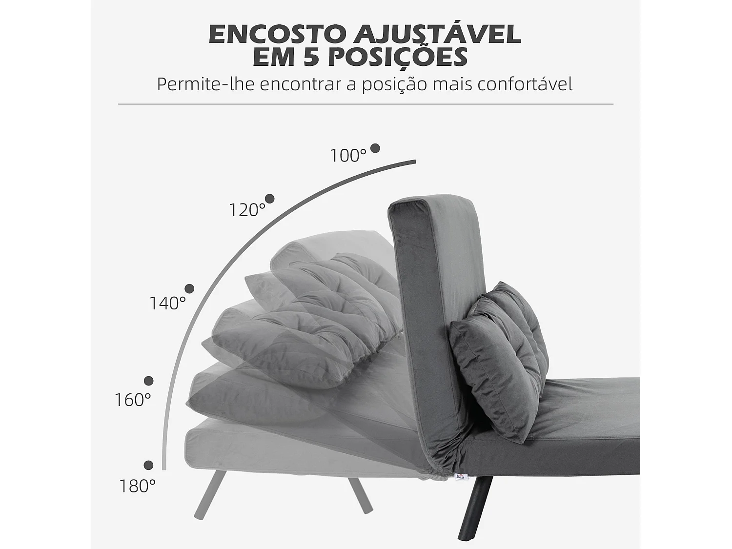 Sofá cama Mangata Homcom 3 en 1 respaldo ajustable gris 81x102x73 cm