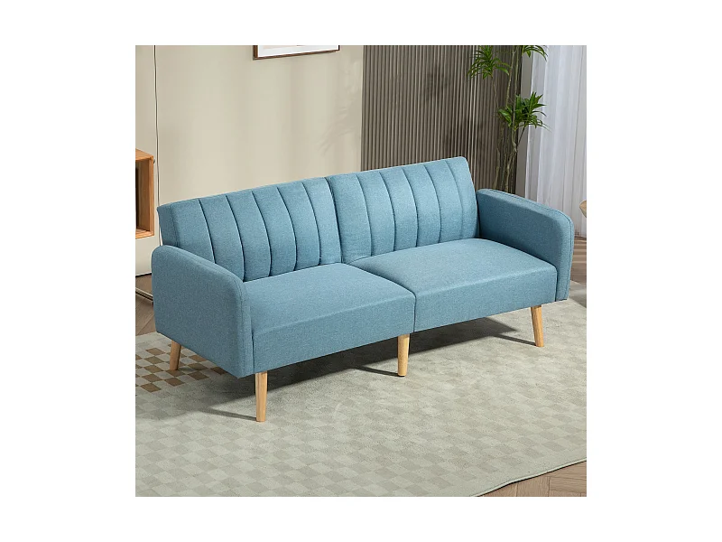 Sofá cama Zoisita Homcom 2 plazas respaldo ajustable azul claro 73x173x75 cm