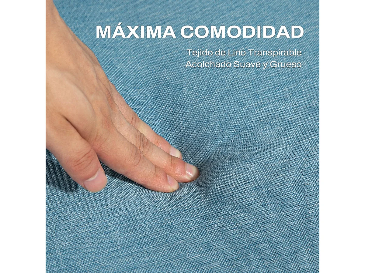 Sofá Cama Escandinavo de 2 Lugares com Encosto Ajustável em Azul Claro