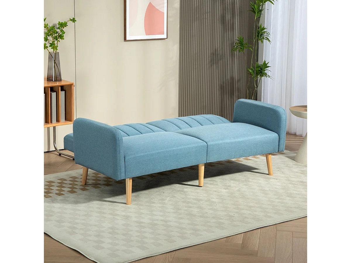 Sofá cama Zoisita Homcom 2 plazas respaldo ajustable azul claro 73x173x75 cm