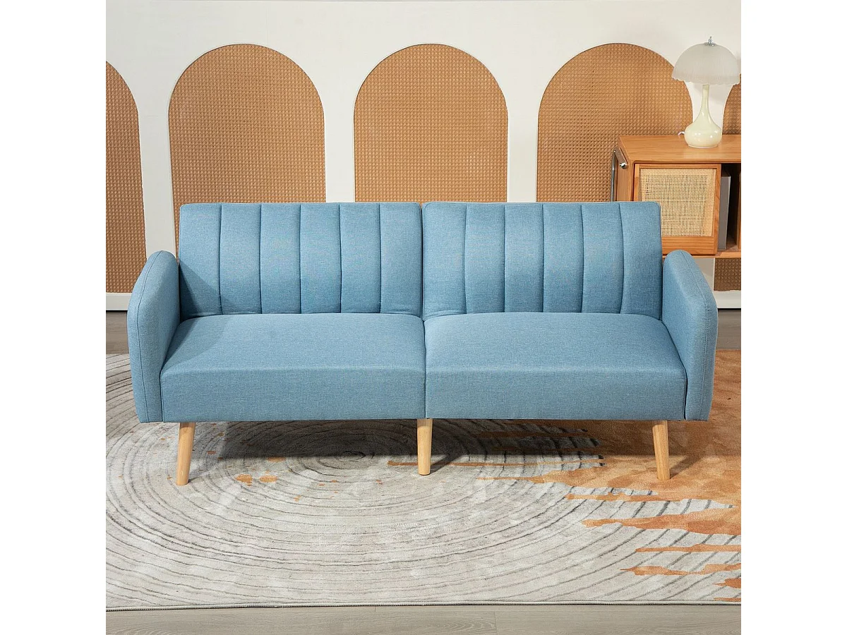 Sofá cama Zoisita Homcom 2 plazas respaldo ajustable azul claro 73x173x75 cm