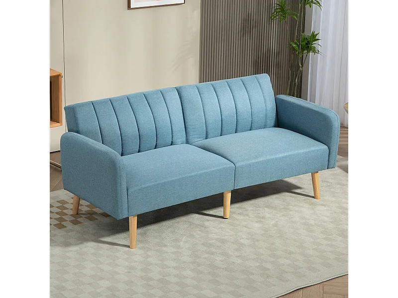 Sofá cama Zoisita Homcom 2 plazas respaldo ajustable azul claro 73x173x75 cm