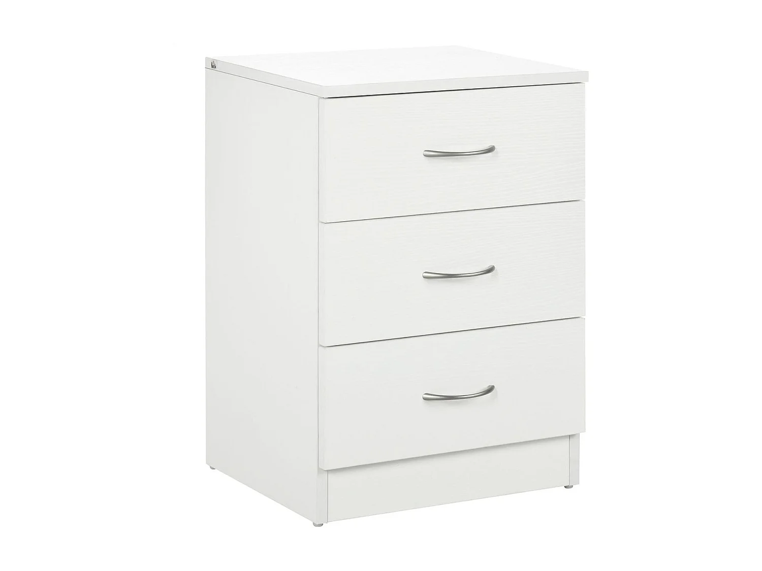 Mesita de noche Varego Homcom 3 cajones blanco 58x40x35 cm