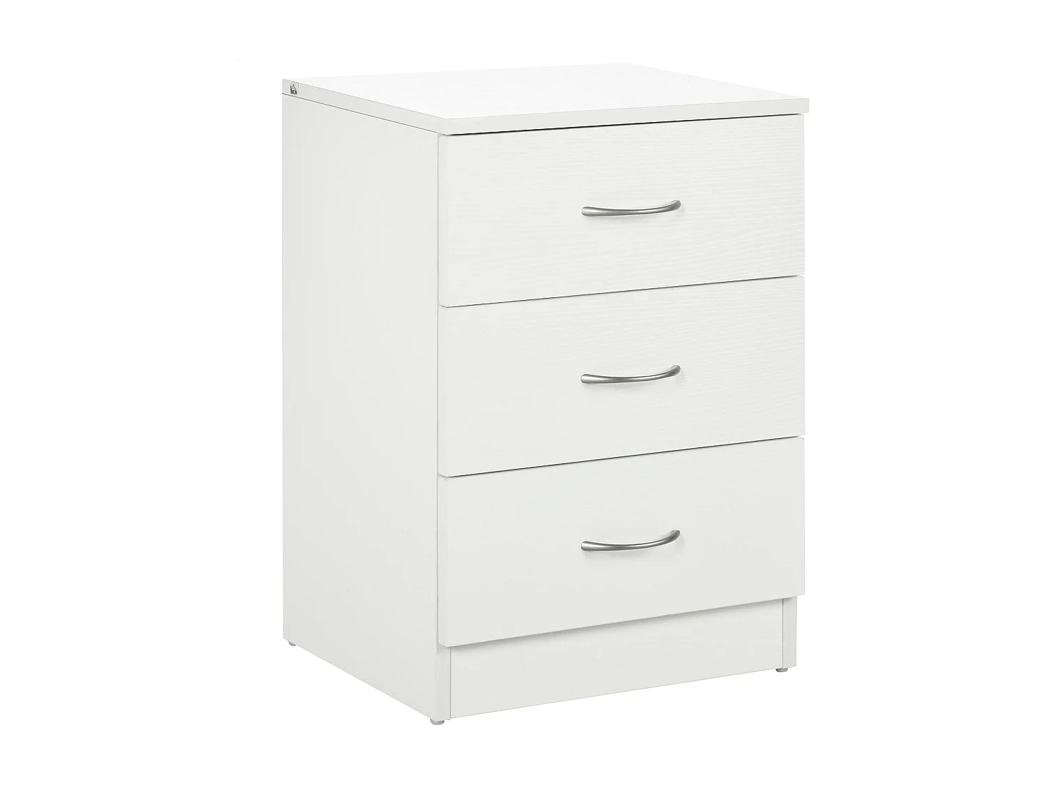 Mesita de noche Varego Homcom 3 cajones blanco 58x40x35 cm