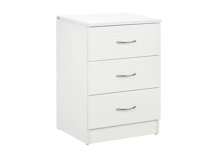 Mesita de noche Varego Homcom 3 cajones blanco 58x40x35 cm