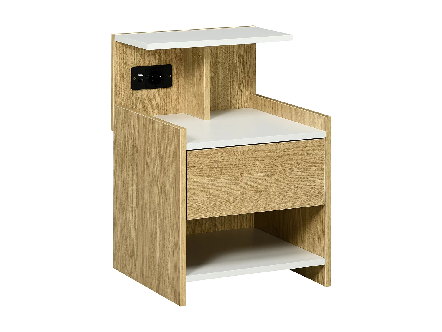 Mesa de Cabeceira Nordik com USB e Tomada Elétrica – Prática e Moderna 40x40x60 cm