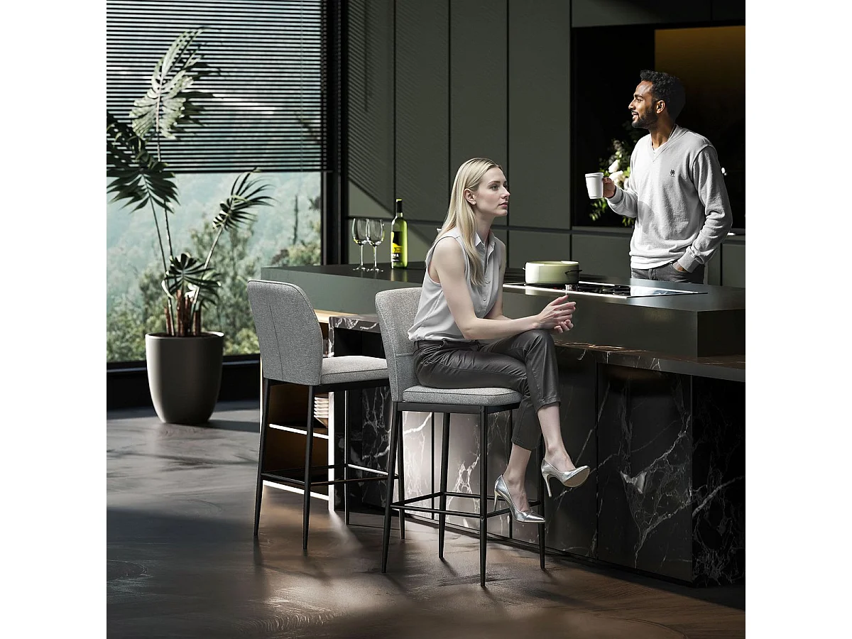 Pack de 2 taburetes Medellín Homcom asiento acolchado gris