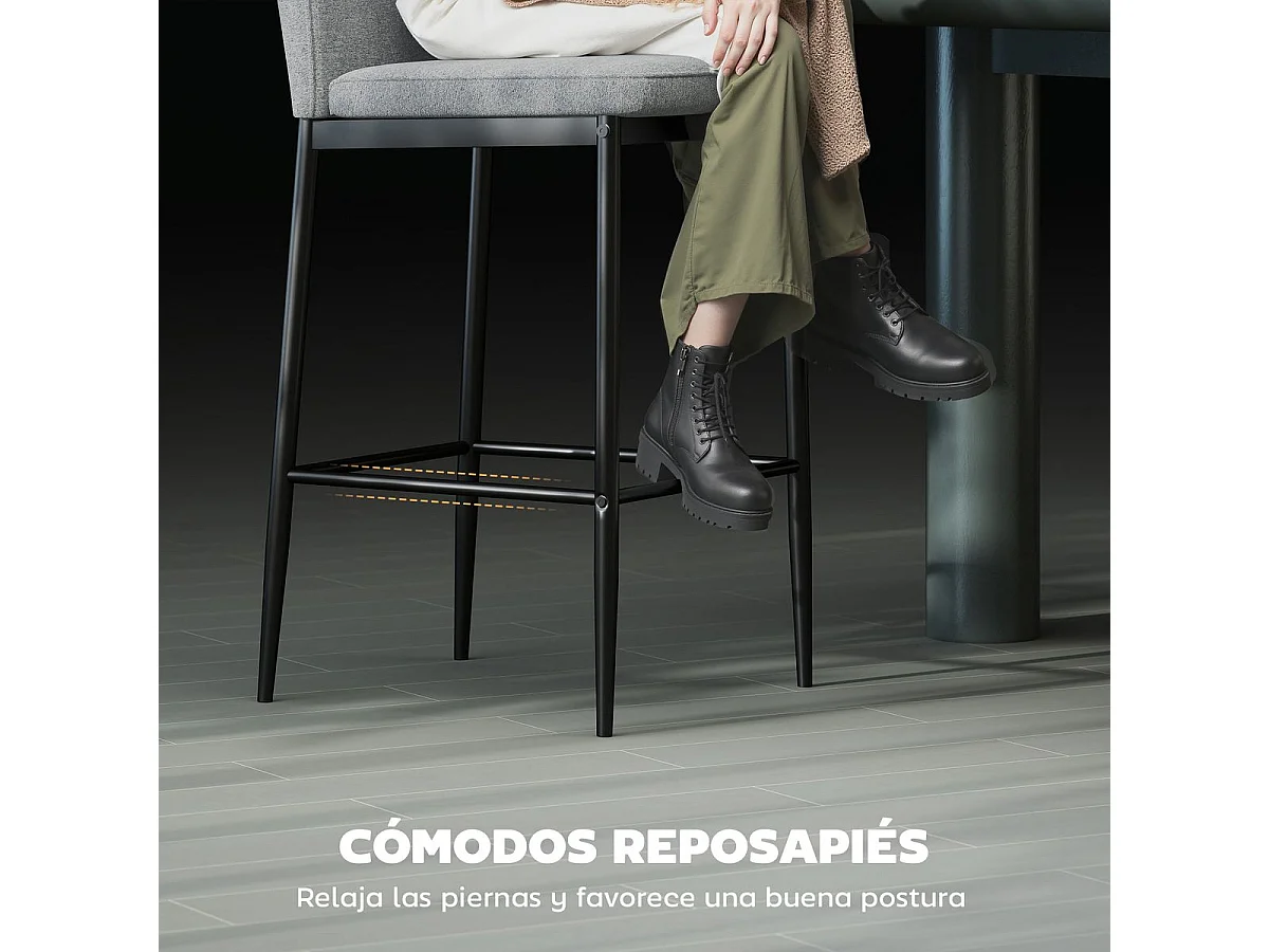Pack de 2 taburetes Medellín Homcom asiento acolchado gris