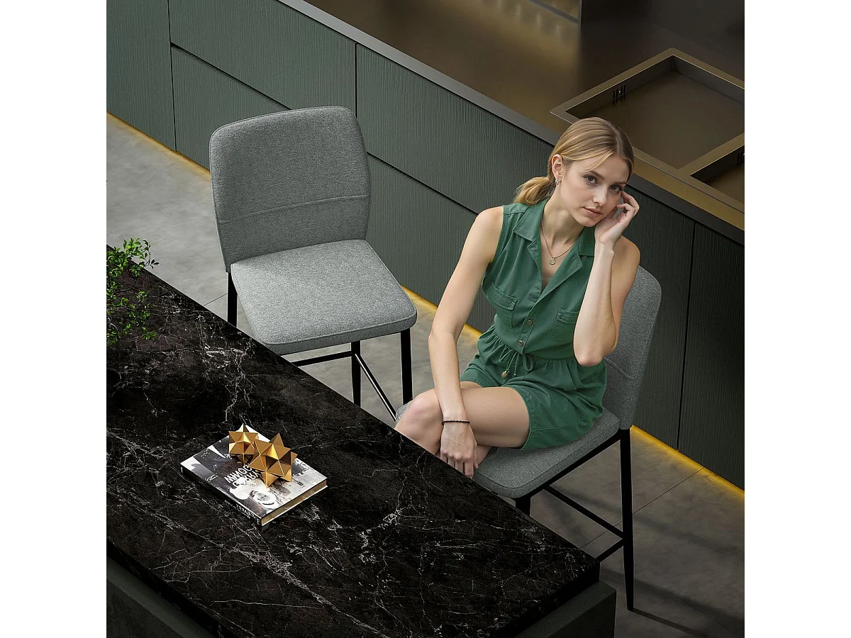 Pack de 2 taburetes Medellín Homcom asiento acolchado gris