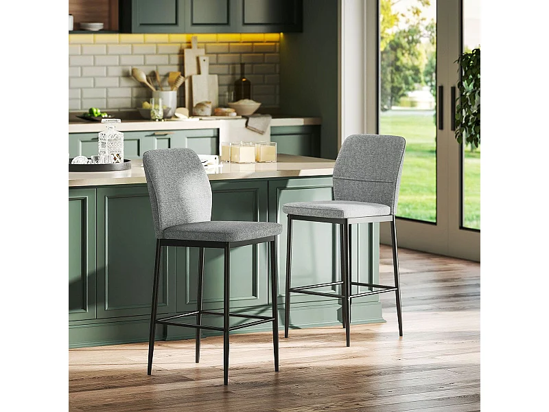 Pack de 2 taburetes Medellín Homcom asiento acolchado gris