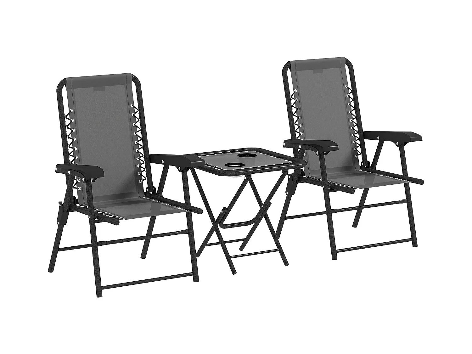 Conjunto de jardín Candel Outsunny 3 piezas plegables gris oscuro