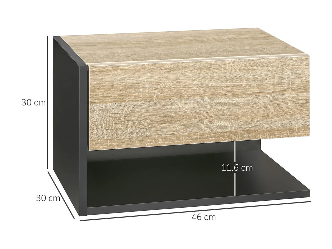 Pack de 2 mesitas de noche Nube Homcom 1 cajón + 1 estante natural/negro