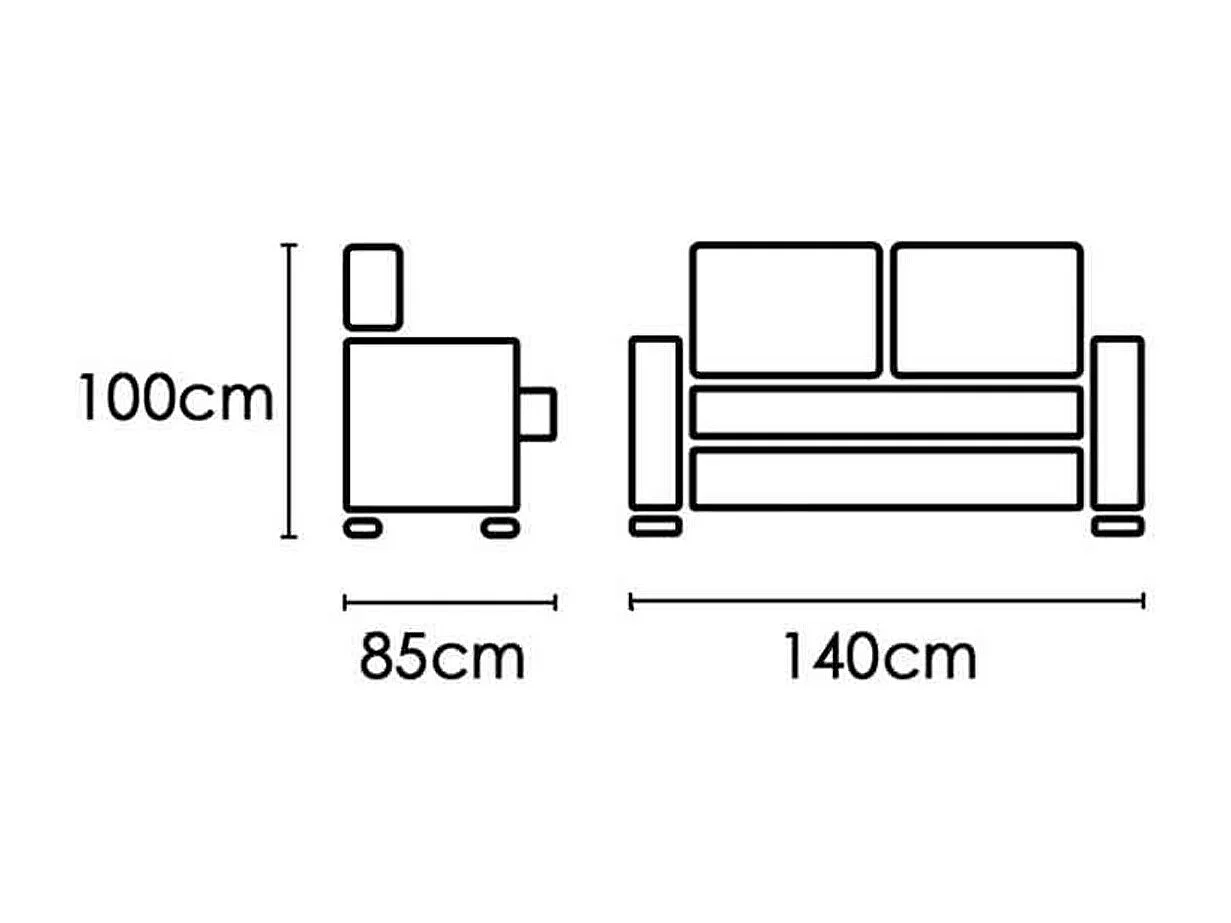 Sofá 2 plazas Málaga tapizado tela nevada 15 gris 100x140x85 cm