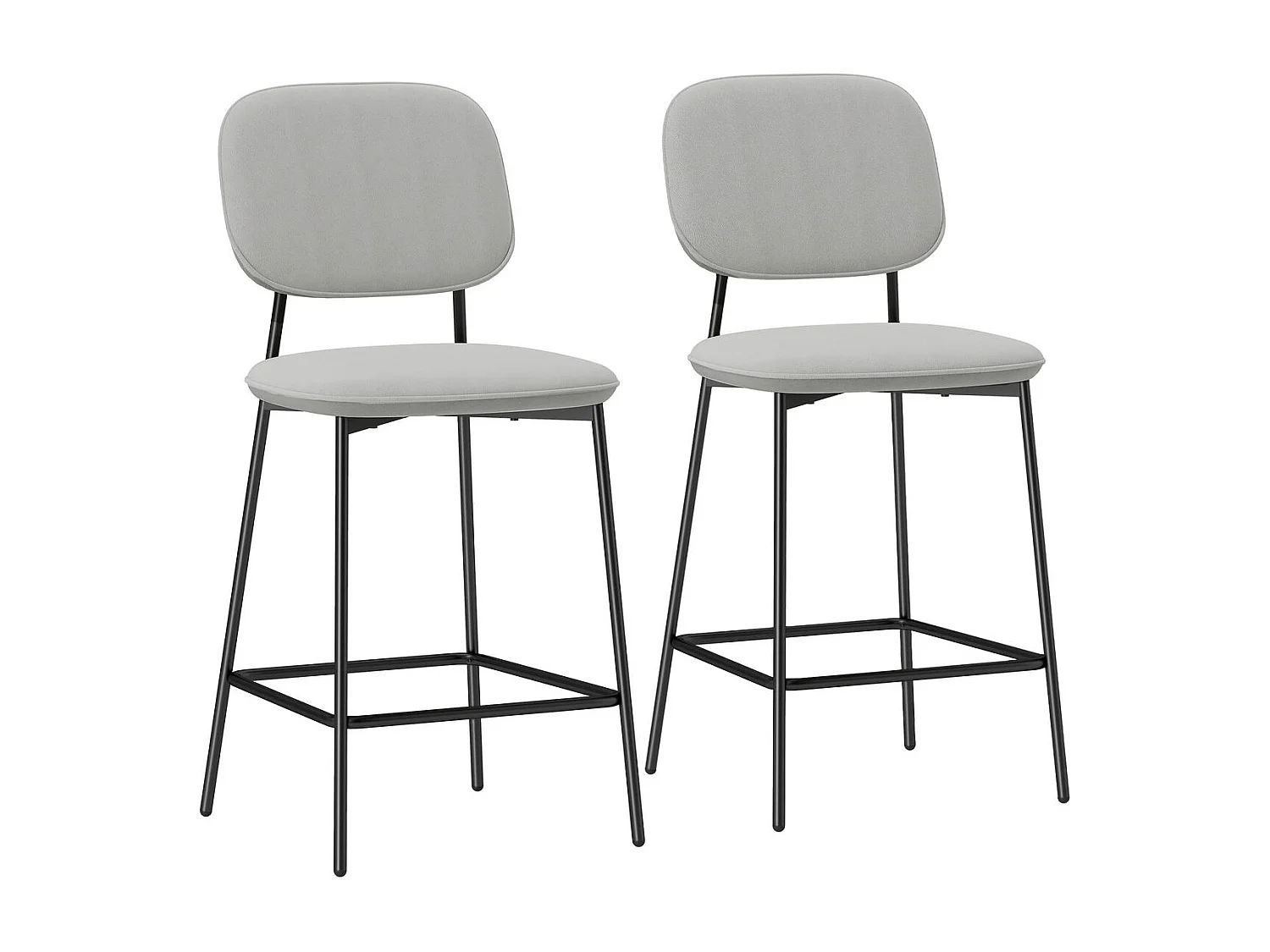 Pack de 2 taburetes Mery Homcom respaldo acolchado gris/negro