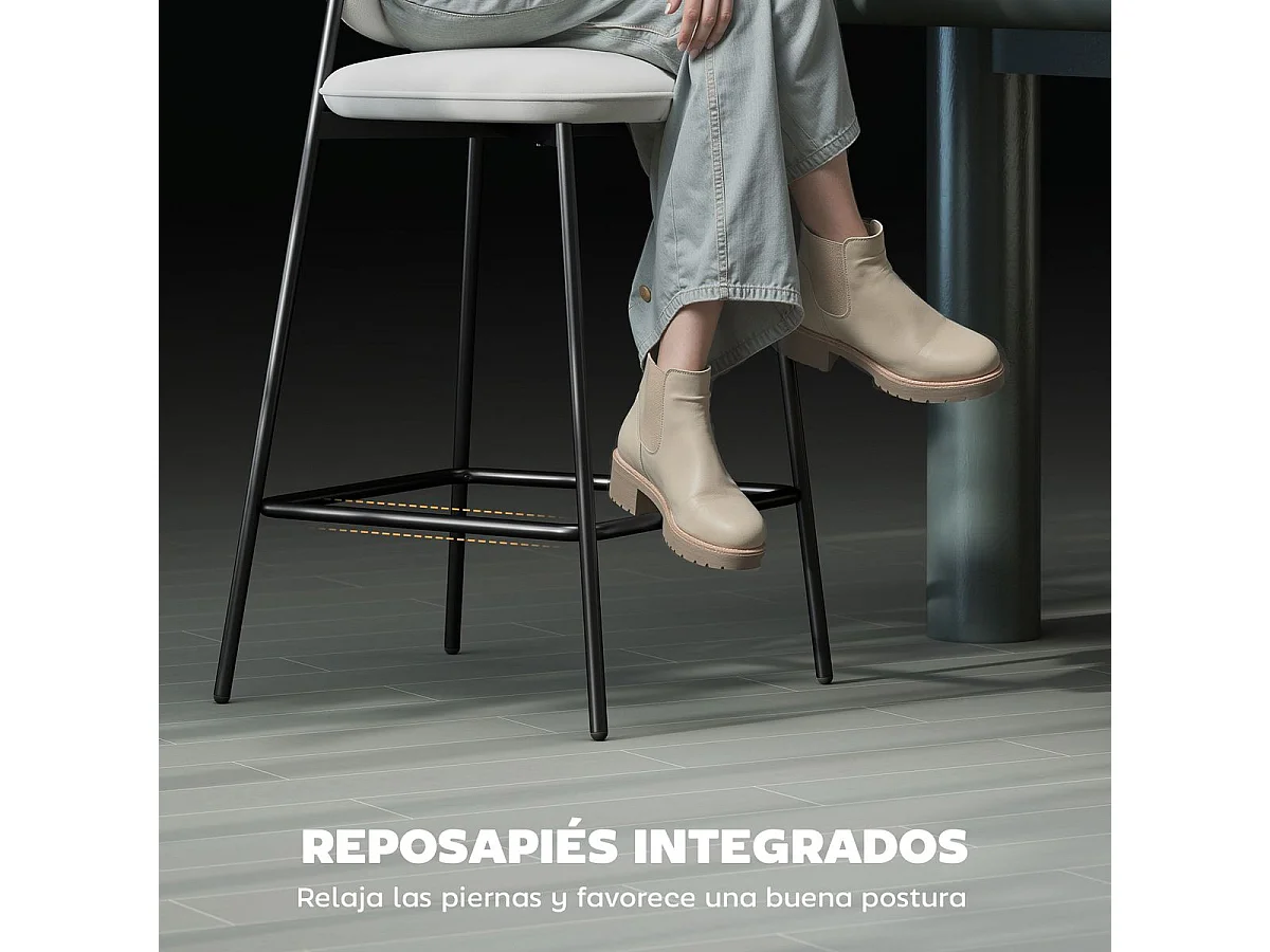 Pack de 2 taburetes Mery Homcom respaldo acolchado gris/negro