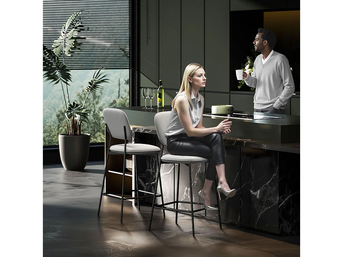 Pack de 2 taburetes Mery Homcom respaldo acolchado gris/negro