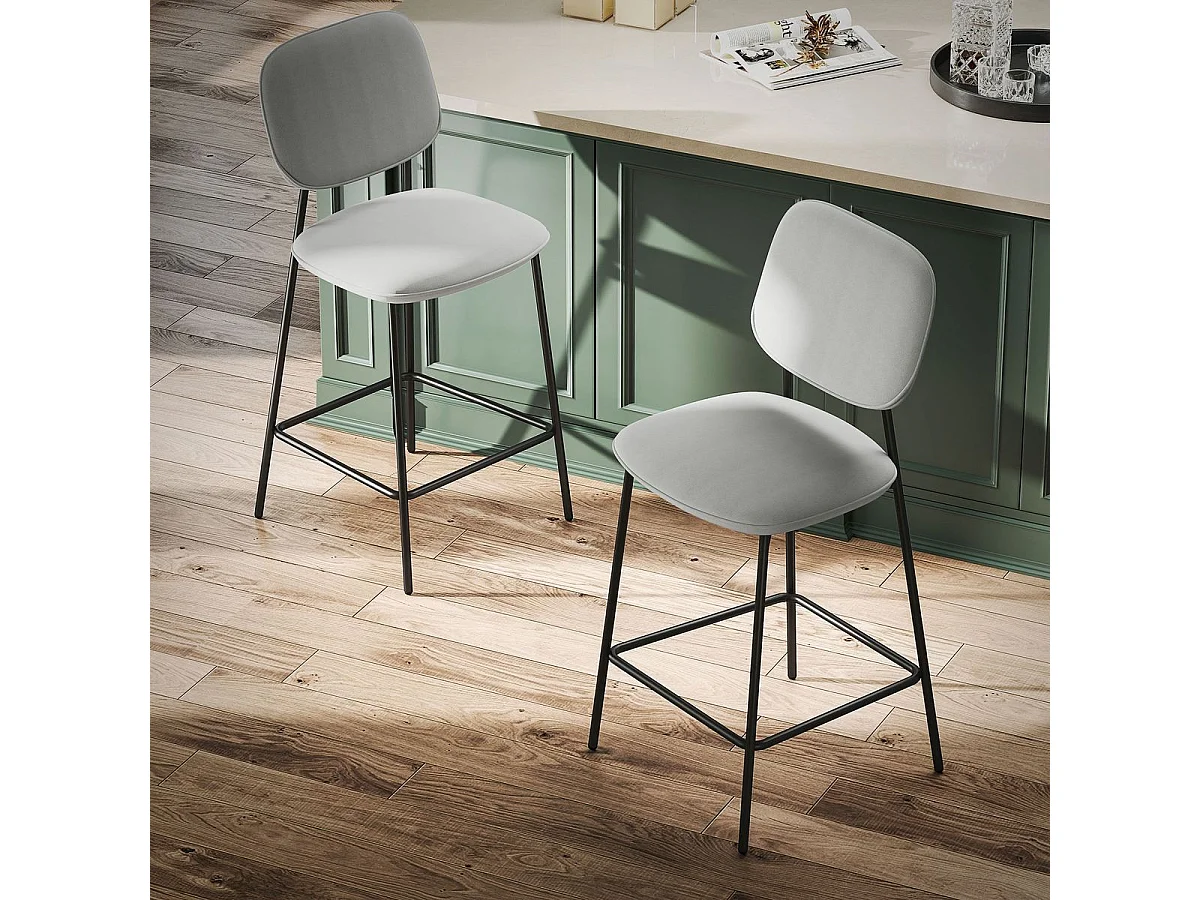 Pack de 2 taburetes Mery Homcom respaldo acolchado gris/negro