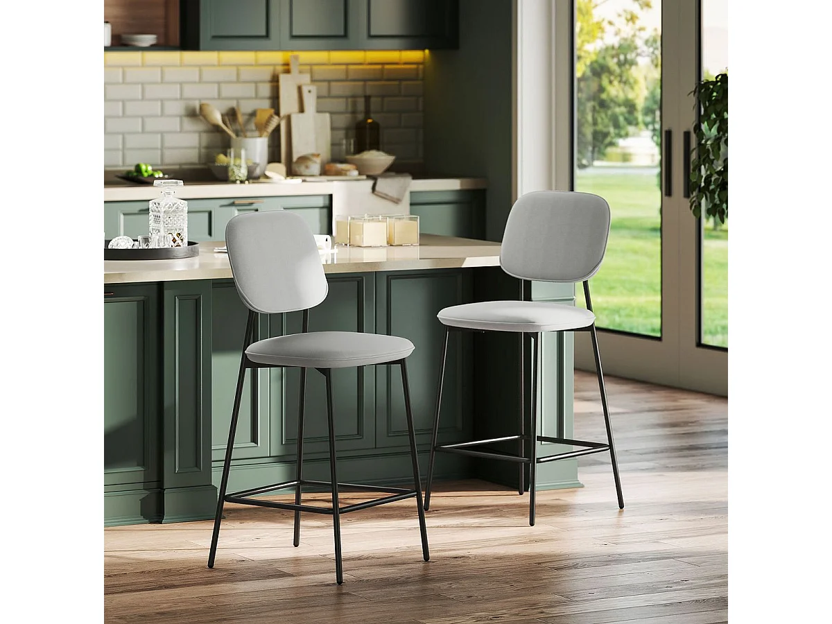 Pack de 2 taburetes Mery Homcom respaldo acolchado gris/negro