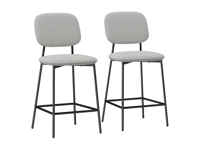Pack de 2 taburetes Mery Homcom respaldo acolchado gris/negro