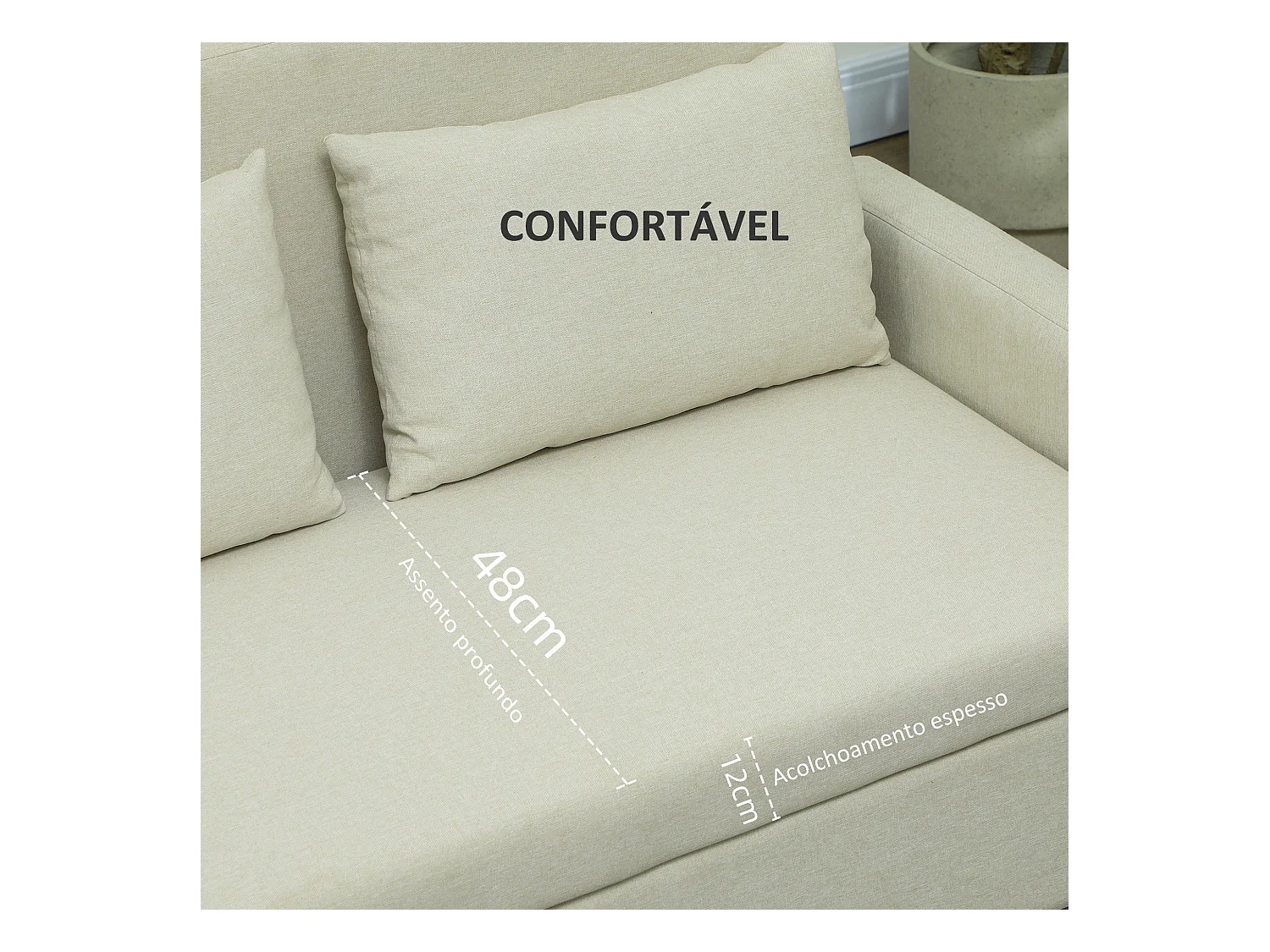 Sofá Vinil Homcom 2 plazas + arcón beige 84x135x72 cm