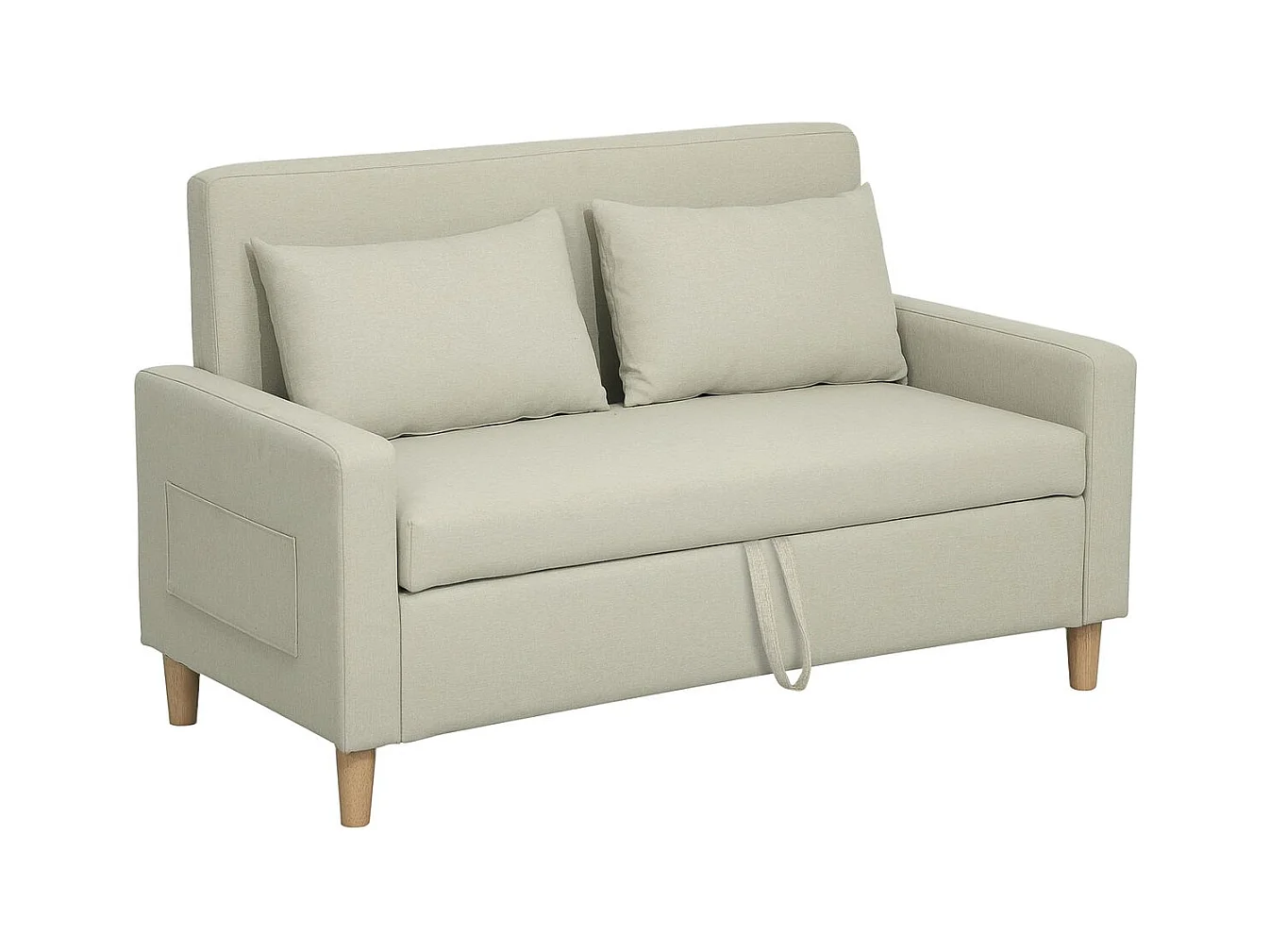 Sofá Vinil Homcom 2 plazas + arcón beige 84x135x72 cm