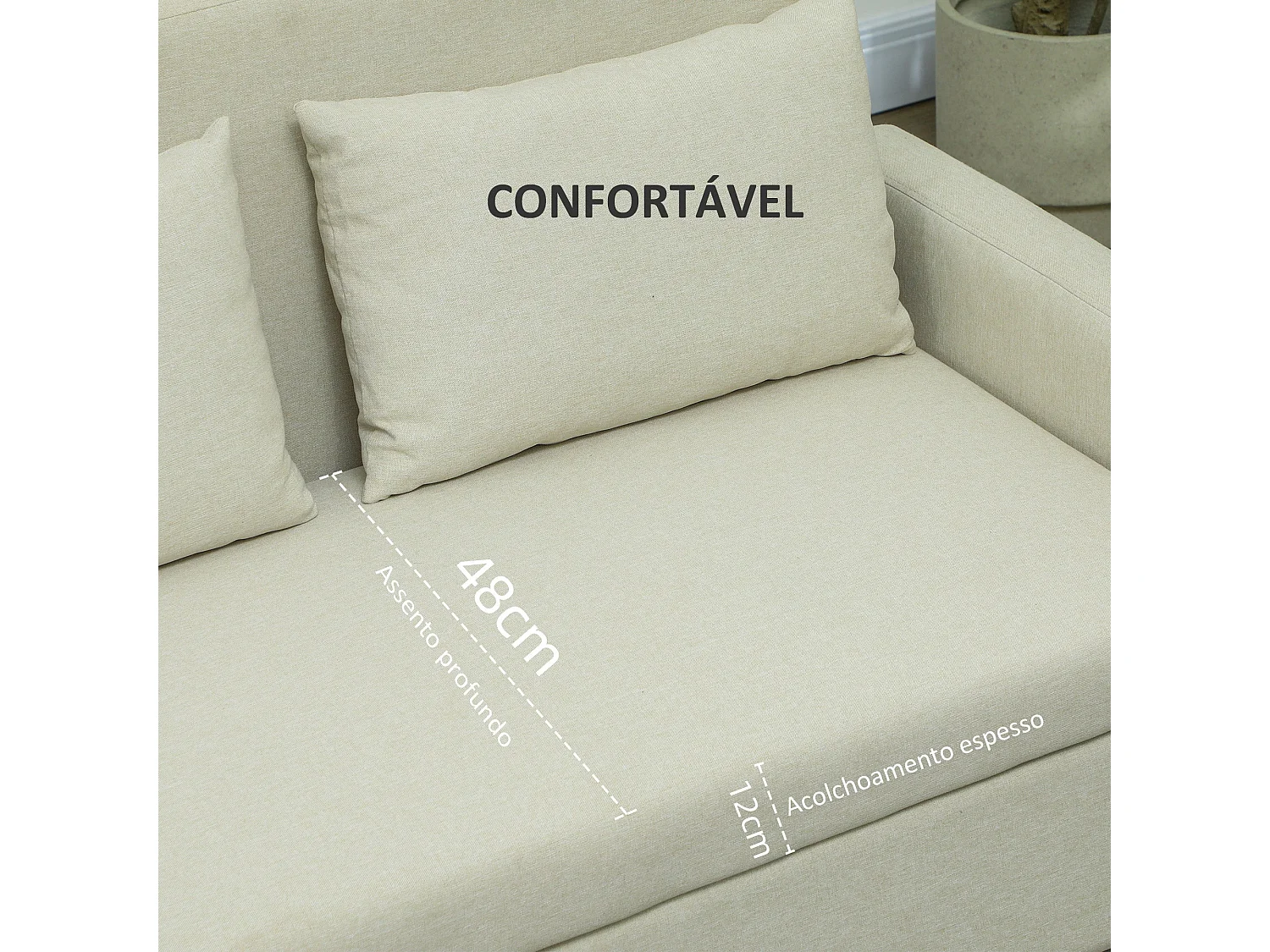 Sofá Vinil Homcom 2 plazas + arcón beige 84x135x72 cm