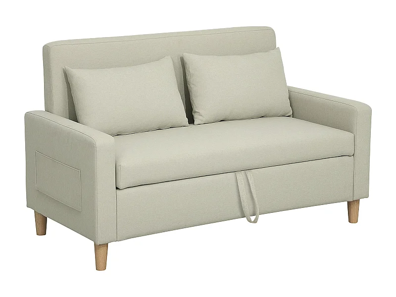 Sofá Vinil Homcom 2 plazas + arcón beige 84x135x72 cm