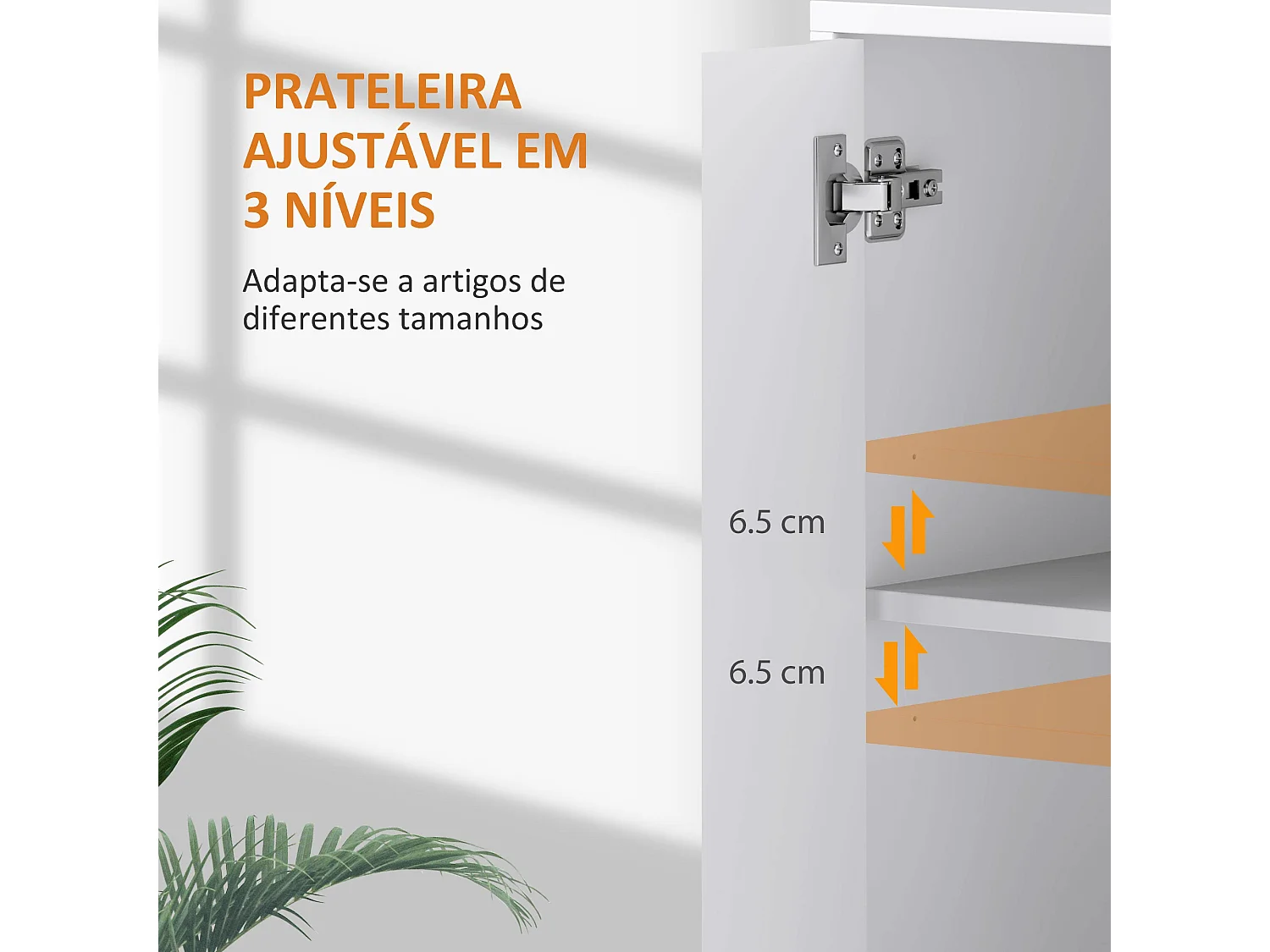 Aparador Bali Homcom 3 puertas blanco 80x107x35 cm
