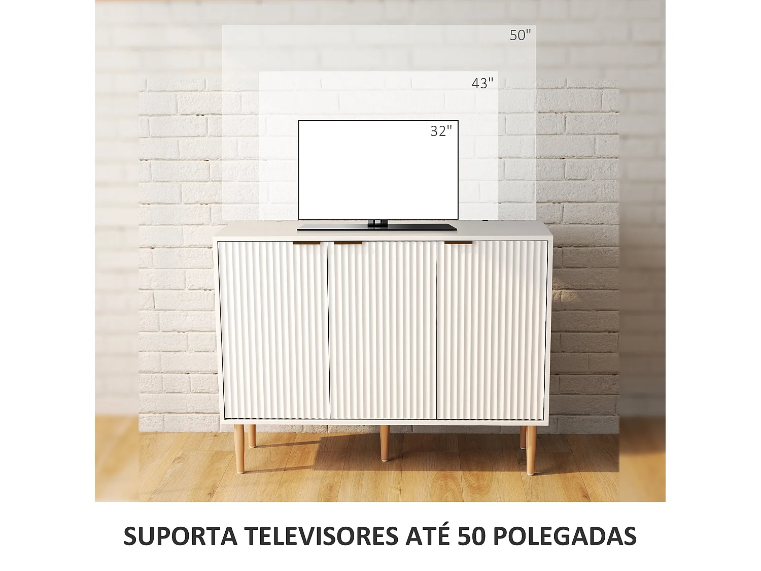 Aparador Bali Homcom 3 puertas blanco 80x107x35 cm