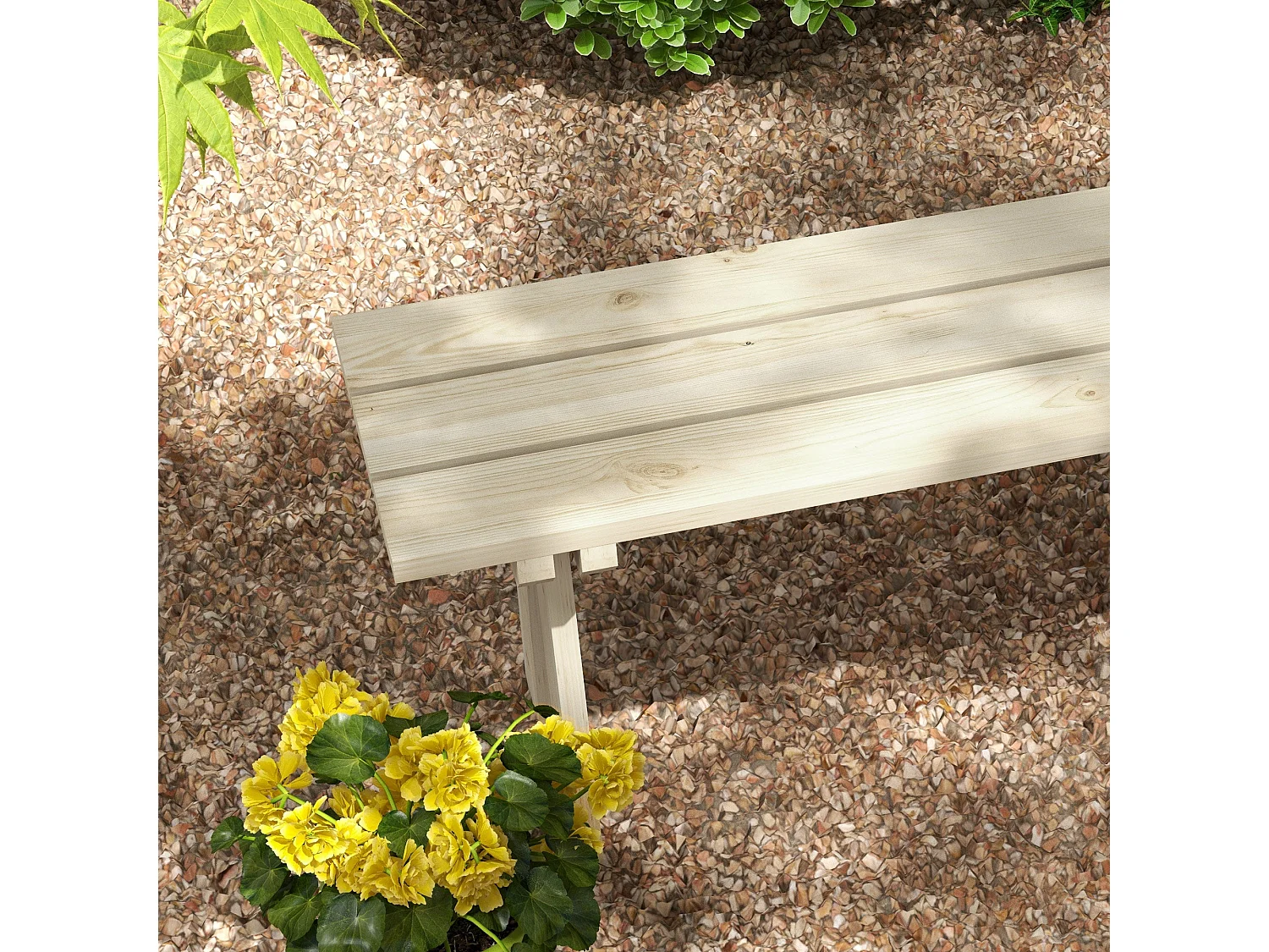 Banco de jardín Matine Outsunny 2 plazas 220kg natural 45x130x38 cm