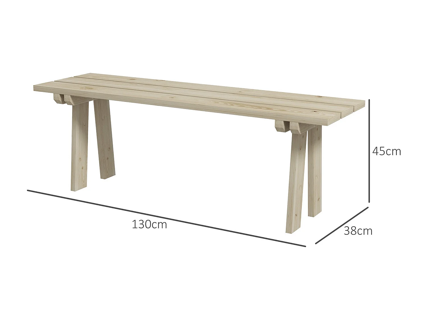 Banco de jardín Matine Outsunny 2 plazas 220kg natural 45x130x38 cm