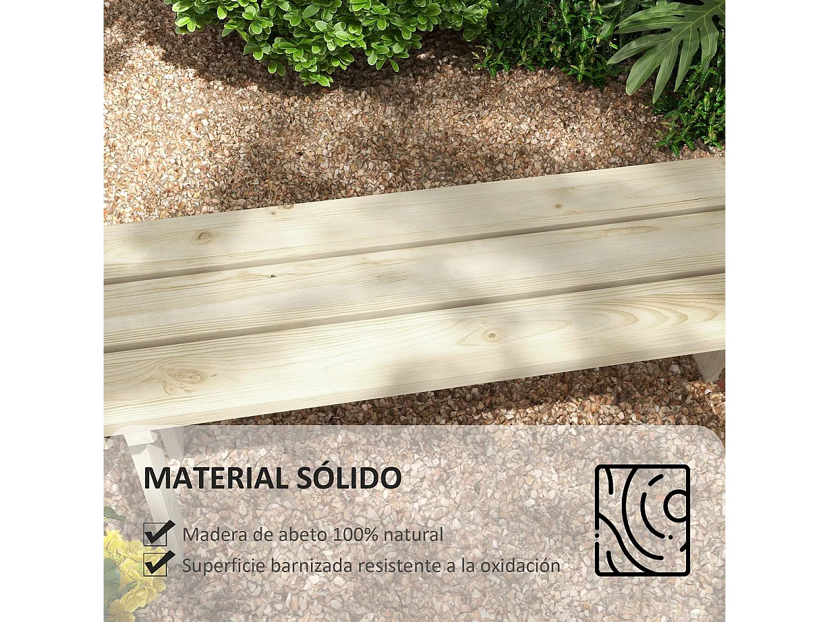 Banco de jardín Matine Outsunny 2 plazas 220kg natural 45x130x38 cm