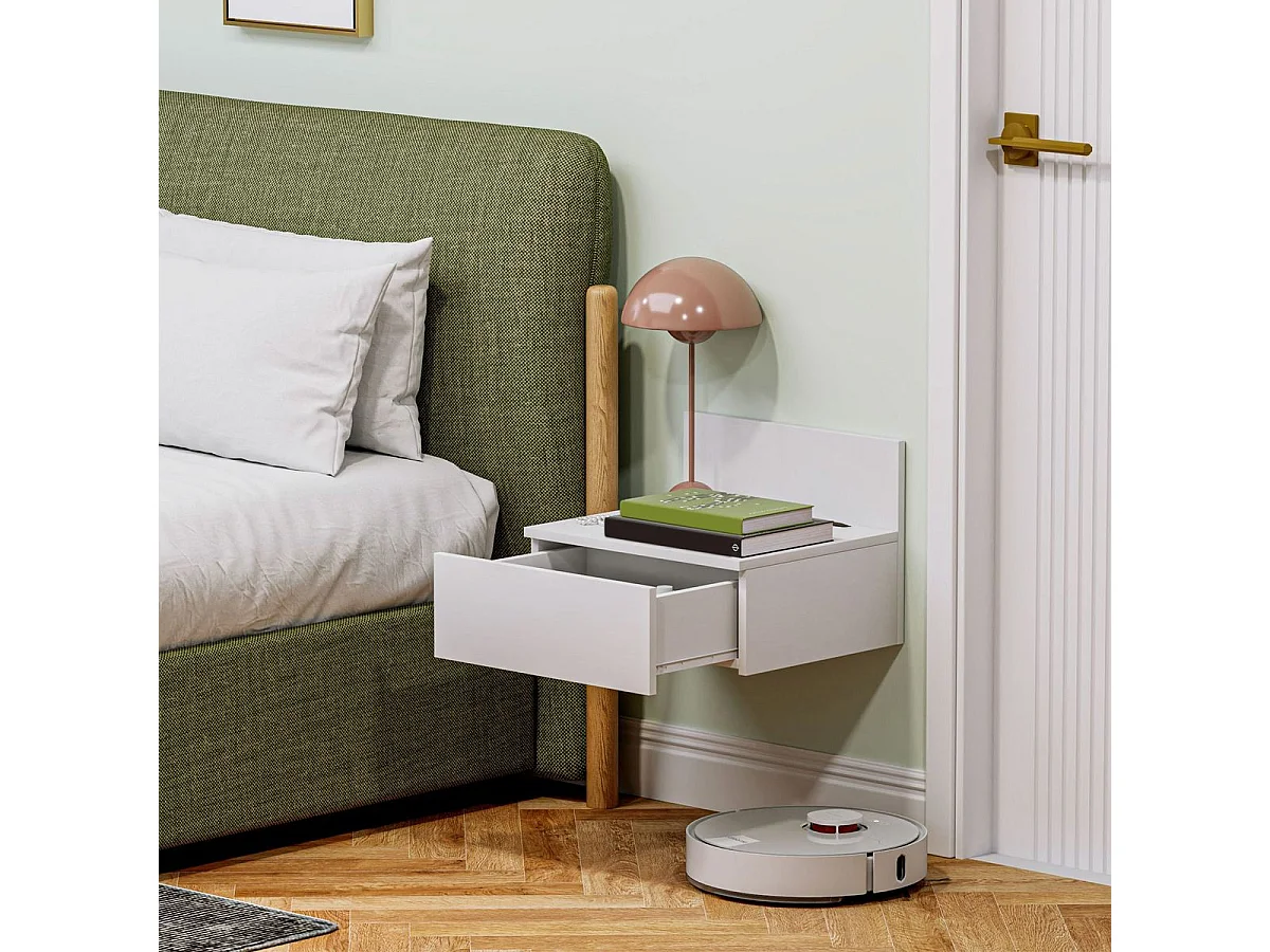 Pack de 2 mesitas de noche Lluvia Homcom 1 cajón blanco