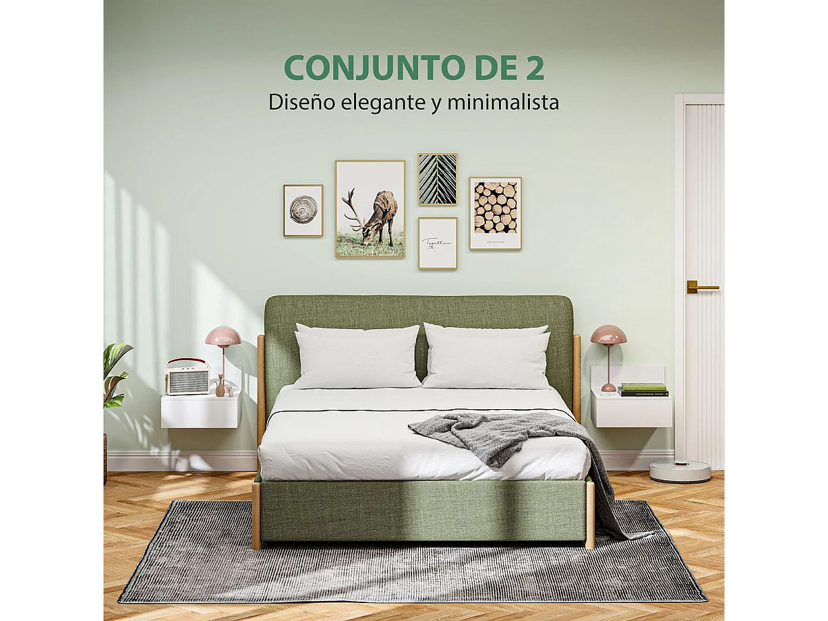 Pack de 2 mesitas de noche Lluvia Homcom 1 cajón blanco