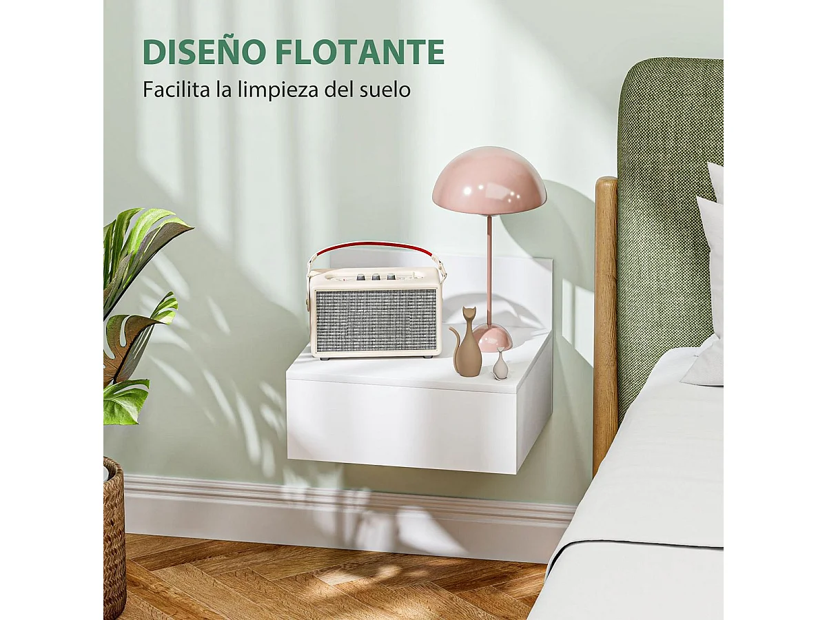 Pack de 2 mesitas de noche Lluvia Homcom 1 cajón blanco