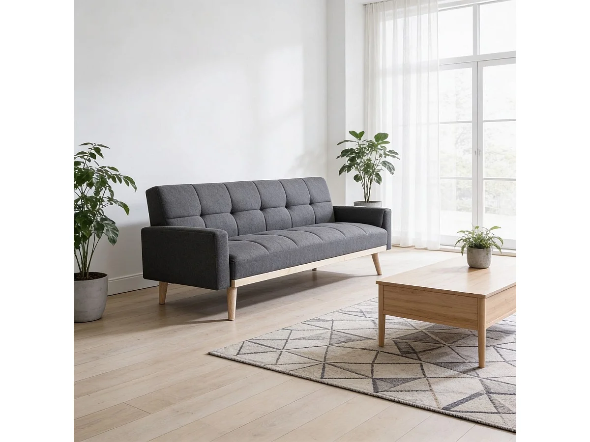 Sofá cama Toronto 3 plazas gris oscuro 79x206x76 cm