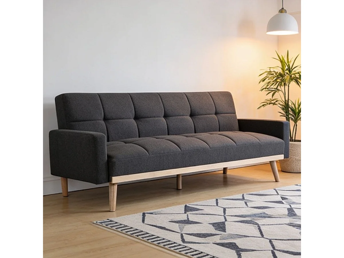 Sofá cama Toronto 3 plazas gris oscuro 79x206x76 cm