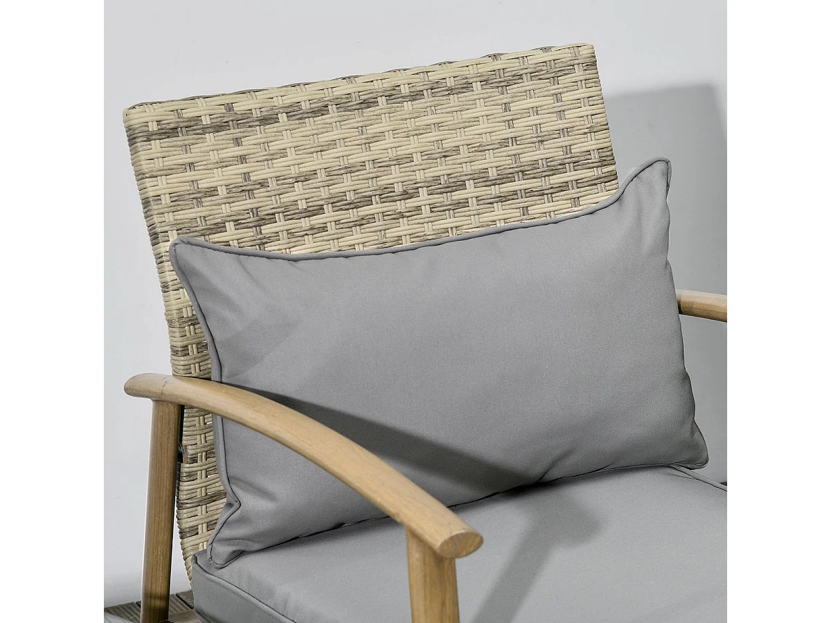 Conjunto de Mesa e Cadeiras para Exterior em Vime e Alumínio - 3 Peças com Almofadas