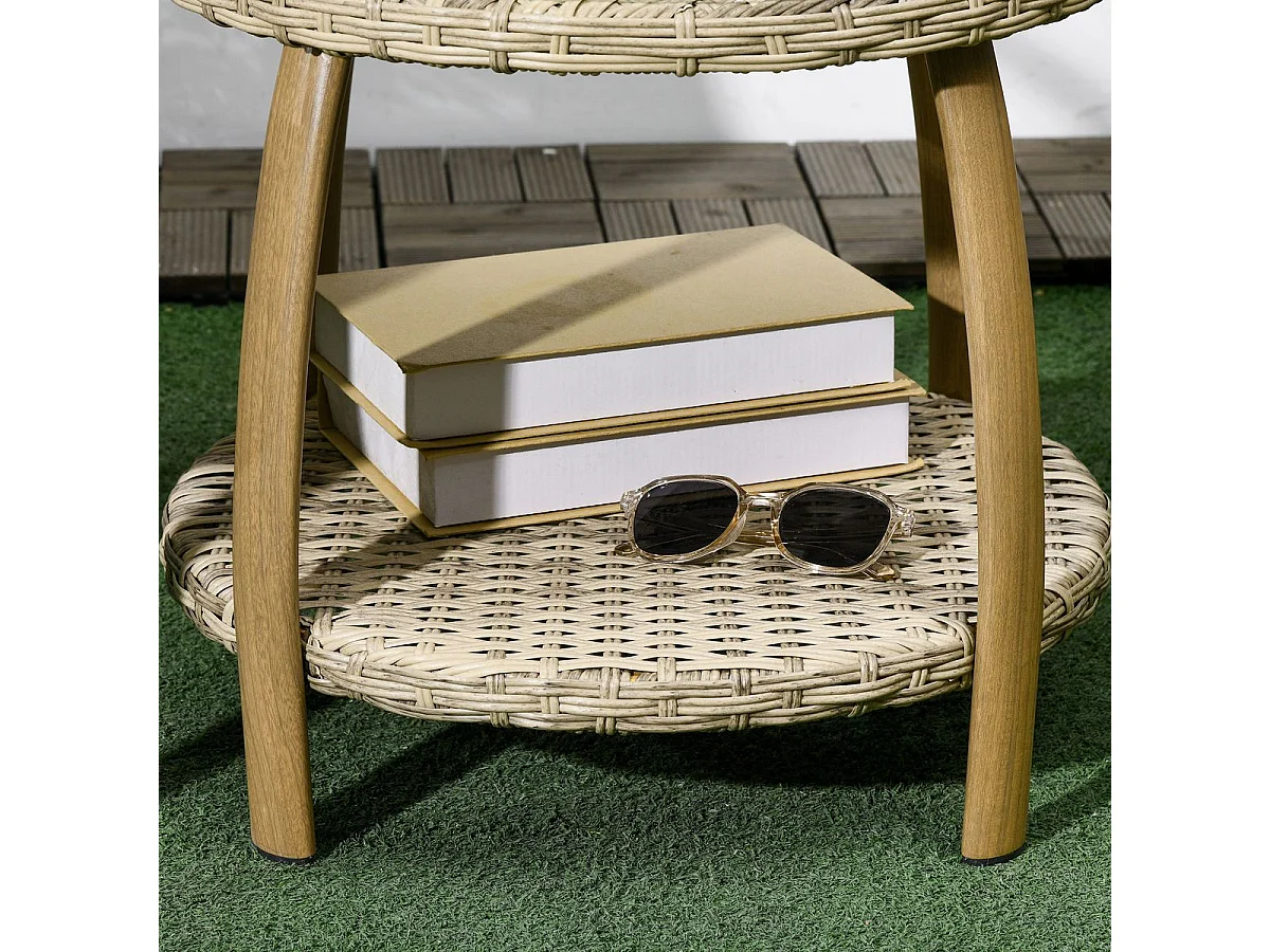 Conjunto de Mesa e Cadeiras para Exterior em Vime e Alumínio - 3 Peças com Almofadas