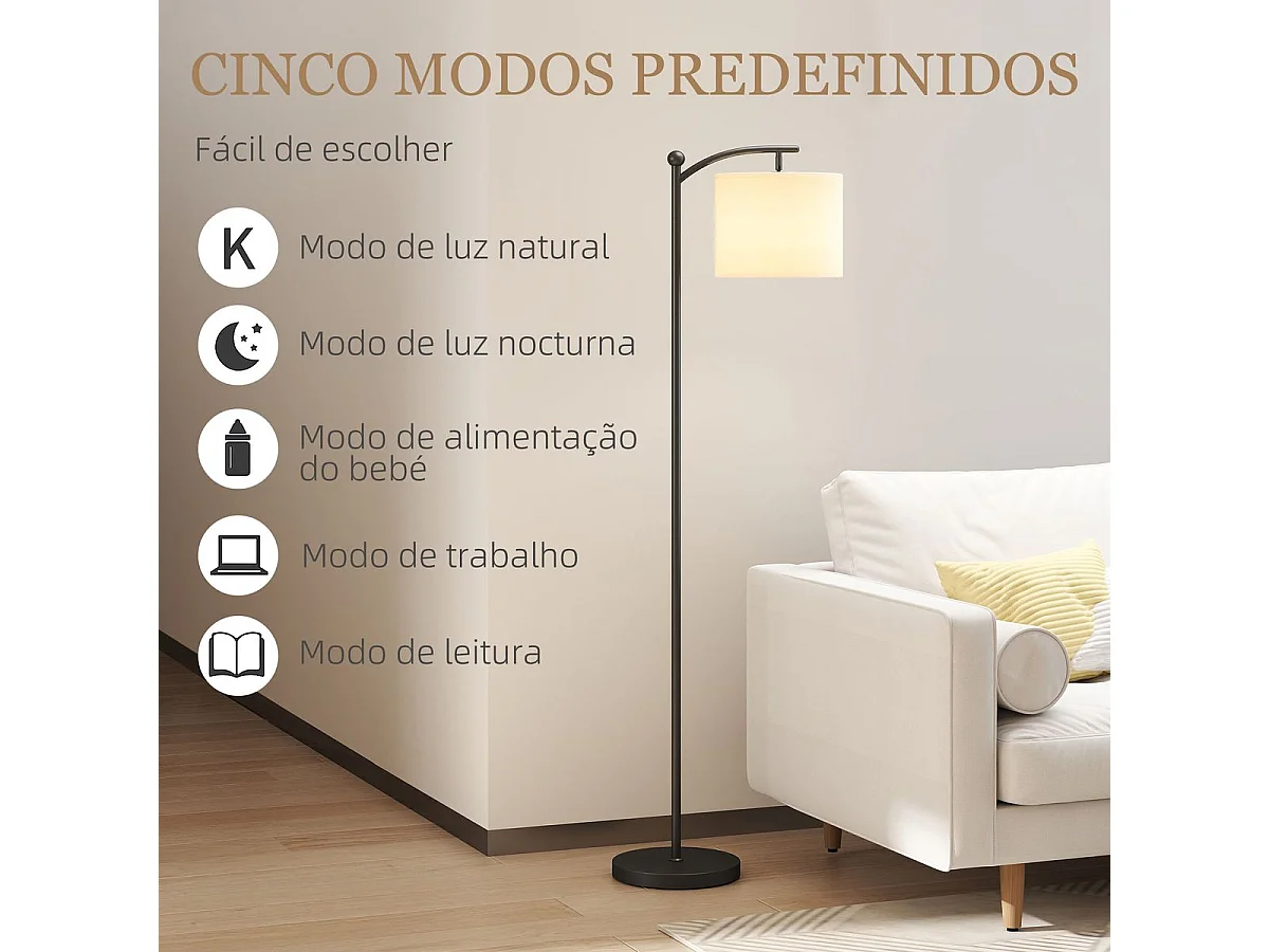 Lámpara de pie Brooklyn Homcom 11 niveles + mando a distancia negro/blanco 159,6x54,3x30,6 cm