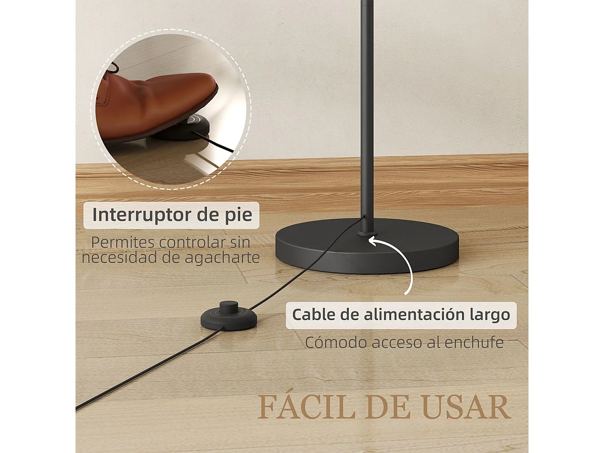 Lámpara de pie Brooklyn Homcom 11 niveles + mando a distancia negro/blanco 159,6x54,3x30,6 cm