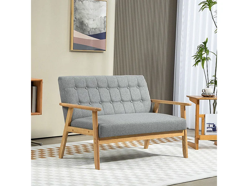 Sofá Crisálida Homcom 2 plazas gris claro 76x114x75 cm