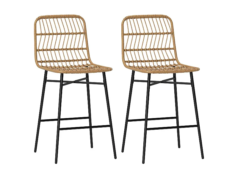 Pack de 2 taburetes Bombay reposapiés natural/negro