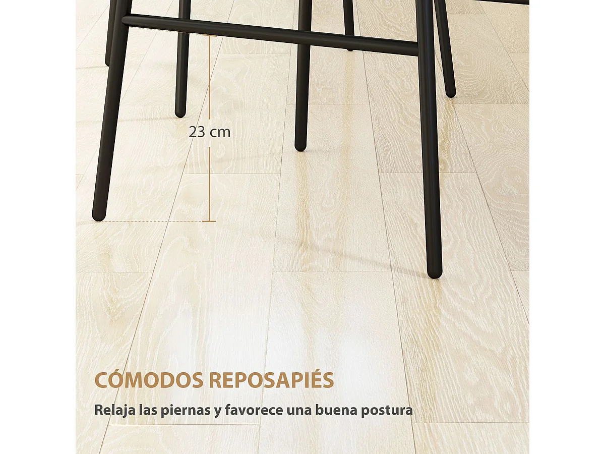 Pack de 2 taburetes Bombay reposapiés natural/negro