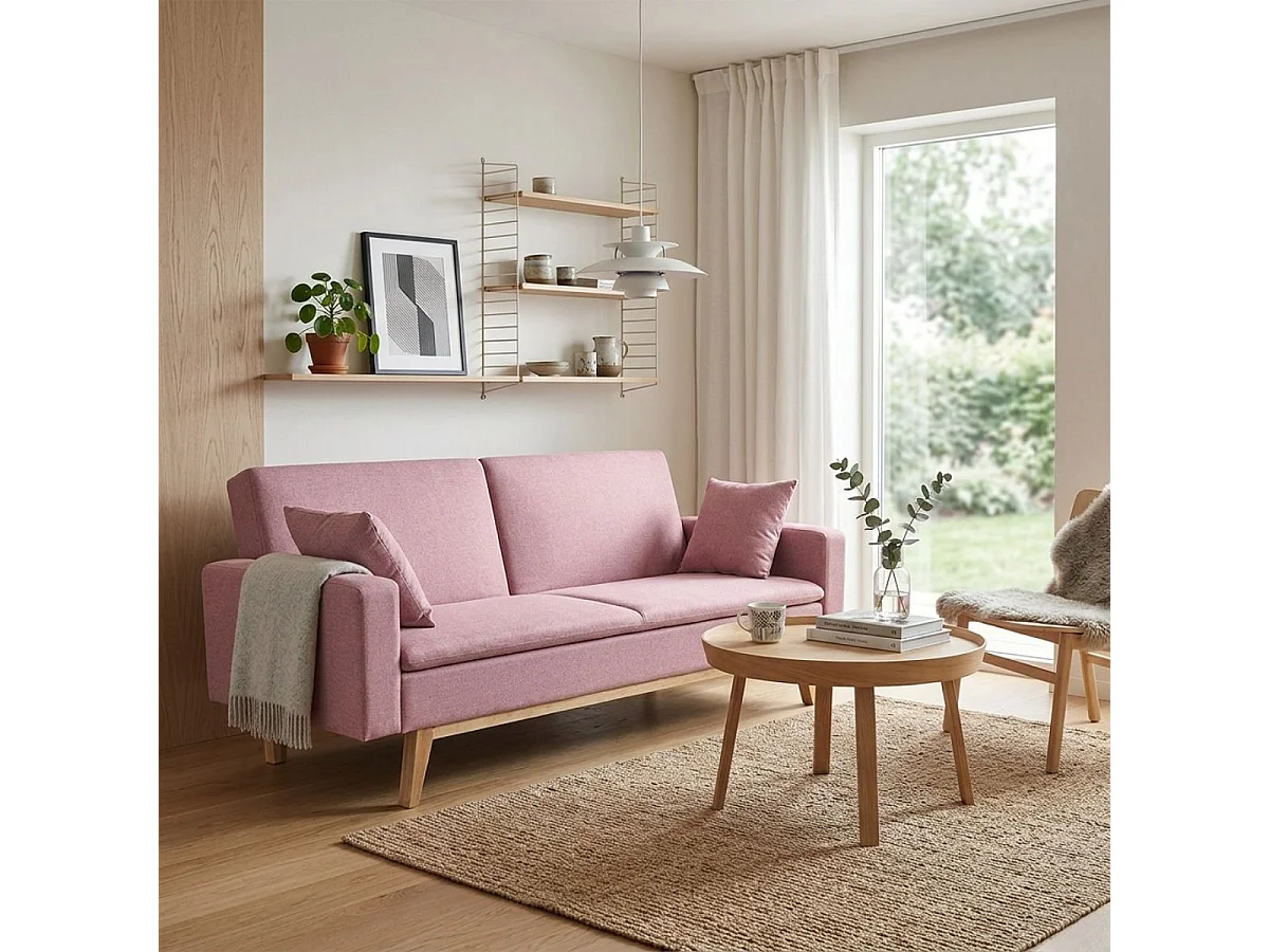 Sofá cama Indiana 2 plazas rosa 84x206x74 cm