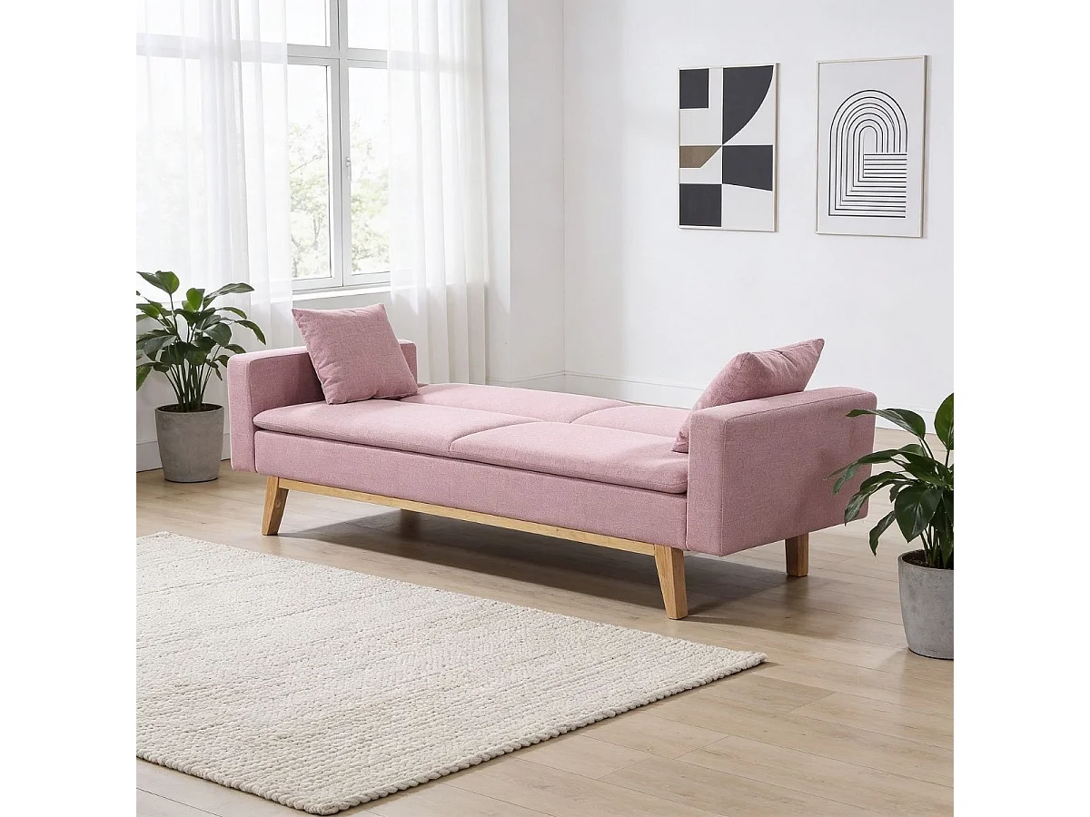 Sofá cama Indiana 2 plazas rosa 84x206x74 cm